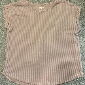 Maurices Tan Ribbed Cap Sleeve T-Shirt